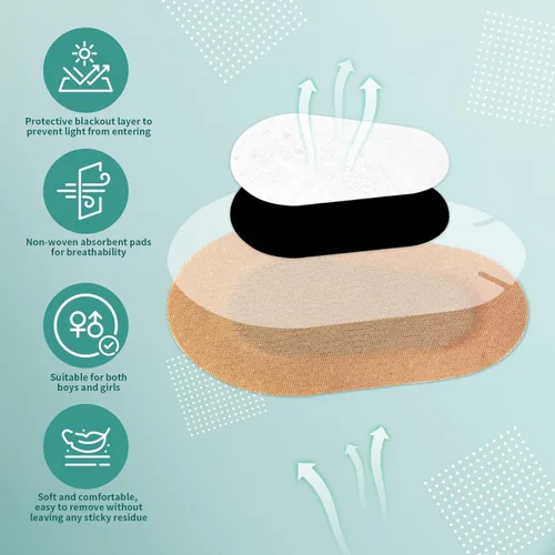 Miniatura 2 de 40 parches adhesivos beige para los ojos para adultos, vendajes de tela no tejida para los ojos, almohadillas cómodas y transpirables para niños