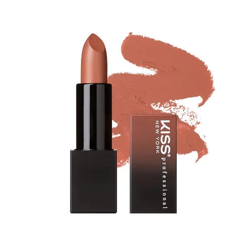 Kiss New York - Lápiz labial pigmentado profesional, acabado satinado suave, de larga duración, infundido con manteca de karité y vitamina E Piel