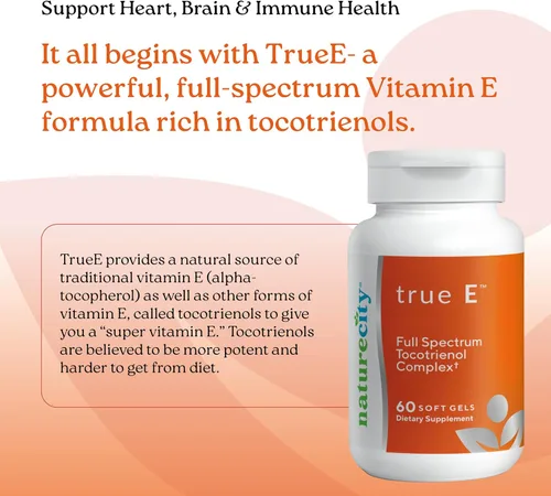 Miniatura 2 de NatureCity True-E - Suplemento de vitamina E de tocotrienoles de espectro completo y alfa tocoferol natural Tocotrienoles de vitamina E