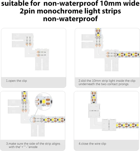 Miniatura 6 de VIPMOON - Conector de tira LED, de esquina en ángulo recto, 2835 3528