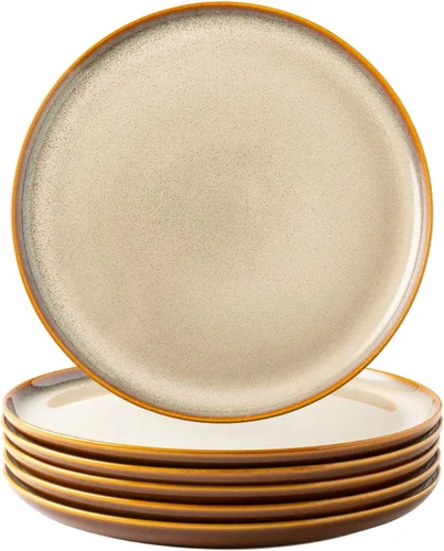 Miniatura 11 de LERATIO juego de platos de cerámica, 6 unidades, 8.5 pulgadas, platos de porcelana ligeros con esmalte reactivo para ensalada, juego de platos