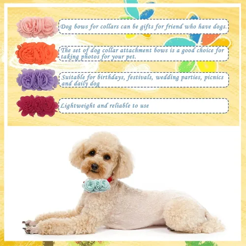 Miniatura 5 de Collar de perro de 4 o 6 o 20 piezas de flores grandes para mascotas, accesorios para collar de mascotas pequeñas, medianas y grandes, hembra, gato