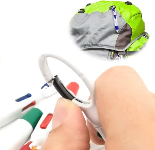 Miniatura 6 de Bolígrafos retráctiles multicolor de 0.028 in, tinta de 4 colores (negro, azul, rojo, verde) en un bolígrafo con mosquetón y llavero en la parte