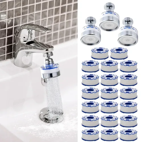 Miniatura 11 de Juego de 8 grifos de filtro de agua para fregadero, filtro giratorio de 360°, filtro de agua para fregadero de cocina, elimina fluoruro de cloro