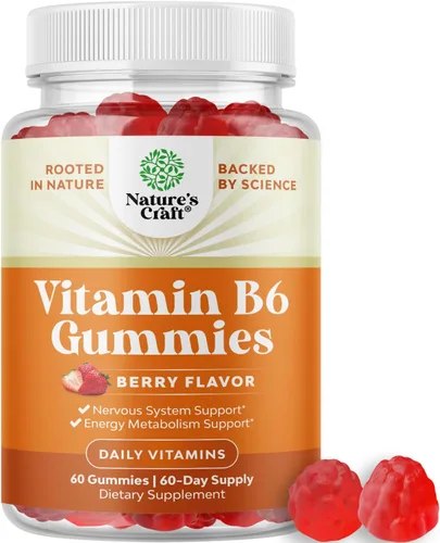 Miniatura 11 de Potentes gomitas de vitamina B6 para adultos, potentes suplementos de complejo de vitamina B para hombres y mujeres para apoyar el sistema nervioso