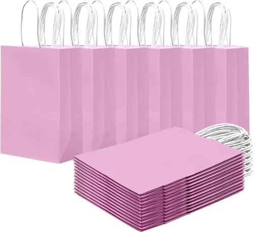 Miniatura 17 de qiqee 24 bolsas de regalo pequeñas con asas a granel de 8.3 x 6 x 3 pulgadas, bolsas de regalo amarillas brillantes, múltiples usos (tamaño pequeño)