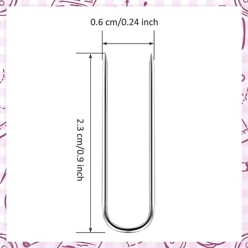 Miniatura 2 de MTLEE 200 horquillas para acolchar, coser en forma de U, pasadores de costura de acero inoxidable de 0.9 pulgadas de largo, doble costura, bloqueo