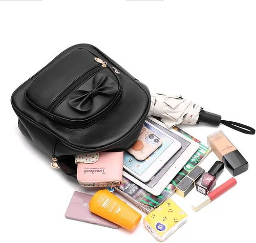 Miniatura 4 de Linda mini mochila de cuero a la moda para niñas y mujeres, Rosa-grande, M, Mochilas Daypack