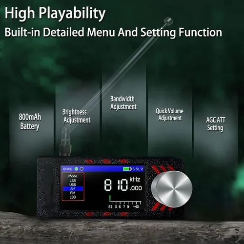 Miniatura 5 de Sopop V3S SI4732 - Mini receptor de radio, firmware actualizado, radios alimentadas por batería con amplificador de auriculares incorporado Hi-Z