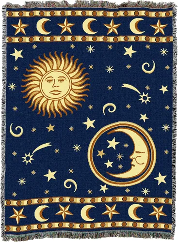 Miniatura 4 de Pure Country Weavers Manta de cara de sol y luna – Tapiz de regalo tejido de algodón – Fabricado en los Estados Unidos (72 x 54 pulgadas)