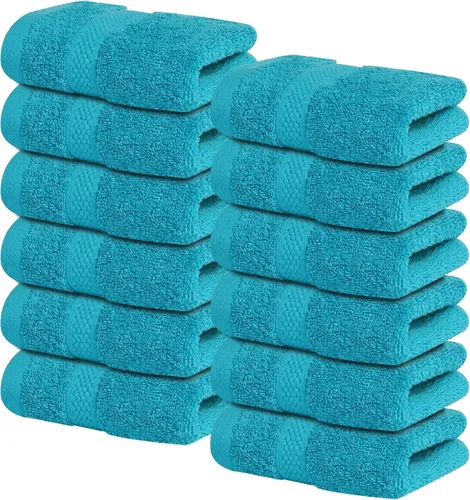 Miniatura 19 de Infinitee Xclusives Toallas de lujo para la ducha [13 x 13] – 100% algodón [paquete de 12], toallas faciales suaves y absorbentes para baño, Gris