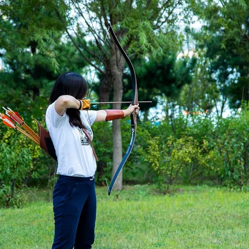 Miniatura 5 de Deerseeker Outdoor Archery 54" Traditional Bow Hunting Longbow with Bamboo Core Limbs Handmade Recurve Bow RH/LH for Targeting Practice Shooting