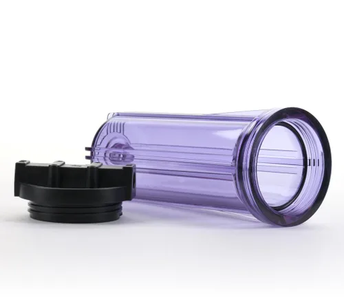 Miniatura 3 de Hydronix HF3-10CLBK14, vivienda transparente de 10" con casquillo negro de la costilla para los sistemas del RO y de la filtración, puertos de 1/4