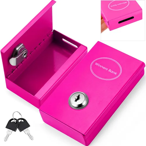 Miniatura 13 de Reallnaive 1 Paquete Caja de Metal para Apostadores Tamaño de Bolsillo Banco Ganador Caja de Dinero de Casino con 2 Llaves Caja Fuerte Portátil