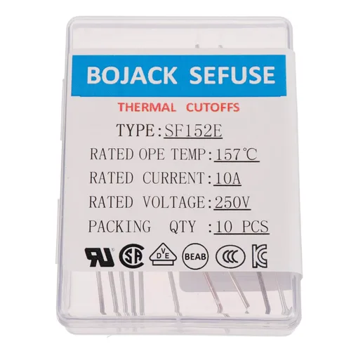 Miniatura 3 de BOJACK SF152E SEFUSE 10A 250V Fusibles Térmicos 314.6 °F Cortes Térmicos (Paquete de 10)