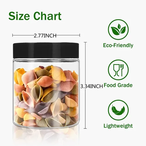 Miniatura 2 de SLifeJars Tarros de plástico de 8 onzas con tapas, paquete de 24 recipientes de plástico transparente, apilables, redondos, vacíos, transparentes