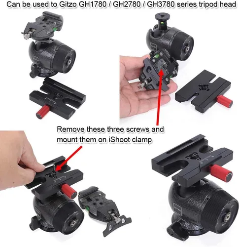 Miniatura 7 de iShoot Convertidor de abrazadera adaptadora compatible con Manfrotto 200PL 410PL, Arca-Swiss Fit Placa de liberación rápida y cabezal de trípode