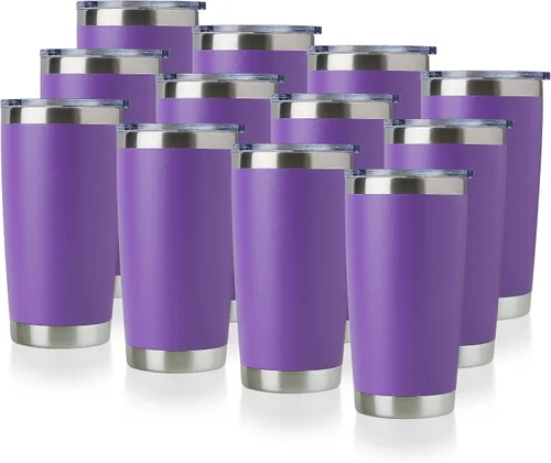 Miniatura 31 de DOMICARE Vaso de acero inoxidable de 20 onzas a granel con tapa, taza de viaje aislada al vacío de doble pared, taza de café con recubrimiento