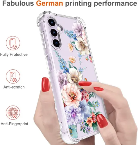 Miniatura 4 de Hungo Funda compatible con Samsung Galaxy S23 con diseño floral y bonito diseño transparente, femenino para mujeres y niñas, con hermoso clavel