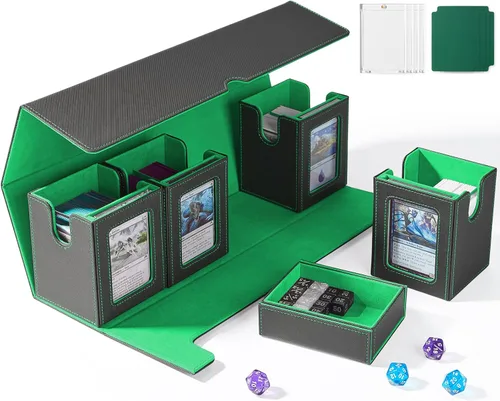 Miniatura 9 de UAONO Caja de cartas con bandeja de dados para MTG, funda de cartas 5 en 1 con capacidad para más de 800 tarjetas sin mangas, organizador magnético