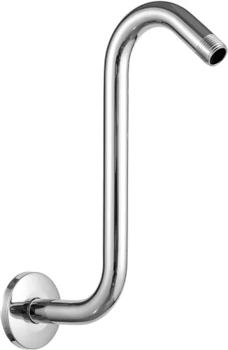 Miniatura 8 de OFFO Brazo de extensión de cabezal de ducha de 10 pulgadas, brazo de ducha en forma de S de níquel cepillado con brida, extensión de brazo de ducha