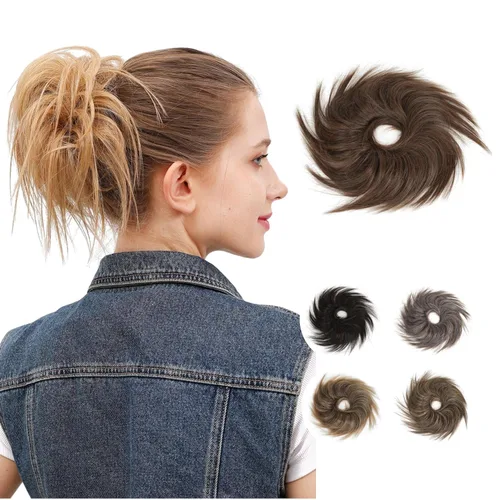Miniatura 13 de JuvaBun Pieza de pelo rubia despeinada para mujer – Pieza de cabello rubio desordenado para moño, añade volumen instantáneo, rápido updo, lavable