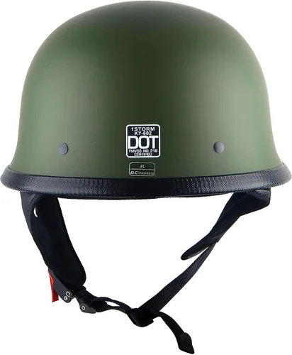 Miniatura 4 de 1Storm Casco de motocicleta de media cara estilo alemán aprobado por DOT: HKY602 Calavera de bandera dorada