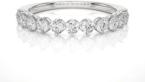 VVS1 - Anillo apilable de diamante de moissanita de corte redondo de color D VVS1 con diamante de moissanita de media eternidad para mujer, en oro