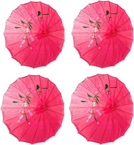 Miniatura 4 de TJ Global Paquete de 4 paraguas chino japonés de 33 pulgadas para bodas, fotografías, disfraces, cosplay, decoración y otros eventos, 4 sombrillas