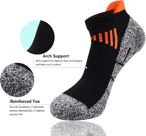 Miniatura 2 de J.WMEET Mens Low Cut Ankle Athletic Socks Cotton Mesh Cushioned Running Ventilation Sports Tab Socks
