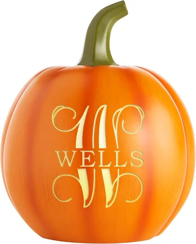 Miniatura 14 de Let's Make Memories - Calabaza personalizable con luz y apellido familiar e inicial para decoración otoñal de Halloween, para interiores y Crema