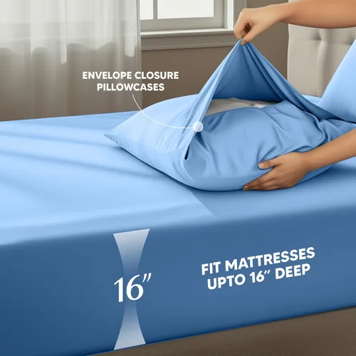 Miniatura 32 de Utopia Bedding Juego de sábanas Queen – Sábanas de 4 piezas para cama tamaño Queen, microfibra suave y transpirable, incluye 1 sábana bajera, 1 Gris
