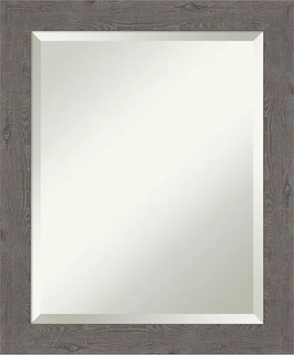 Miniatura 29 de Amanti Art Espejo de baño gris para sobre el fregadero, espejo rectangular gris rústico de corteza de 25 x 21 pulgadas, marco rústico de campo