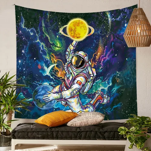 Miniatura 2 de Tapiz de tarjeta de tarot de constelación y estrella, tapiz botánico de fase lunar, tapiz de sol y luna, tapiz de astronauta, tapiz estético bohemio