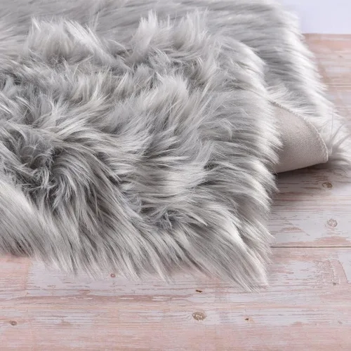 Miniatura 9 de ORINOVA Alfombras de pelo sintético lavable de color gris plateado claro para dormitorio, alfombra de felpa para sala de estar, alfombra