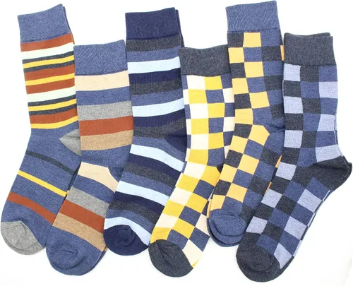 Miniatura 64 de TOEJYJ Calcetines de vestir divertidos para hombre, paquete de calcetines casuales divertidos, coloridos calcetines de algodón a rayas, talla 10-13