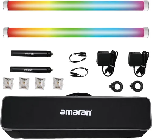 Aputure Amaran PT2c - Kit de 2 luces, tubo de luz de píxeles, 8 LED de tubo de píxeles RGBWW, potencia de 16 W (23.6 in/23.6 pulgadas) Amaran T2C