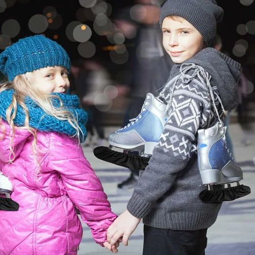 Miniatura 7 de Vinsot 2 pares de protectores de patinaje sobre hielo para hockey sobre hielo, cubiertas absorbentes para niños, accesorios de hockey, tela Oxford
