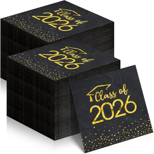 Miniatura 9 de 100 servilletas de graduación de clase 2025, servilletas desechables de papel de felicitación de graduación, toallas de mano cuadradas de papel