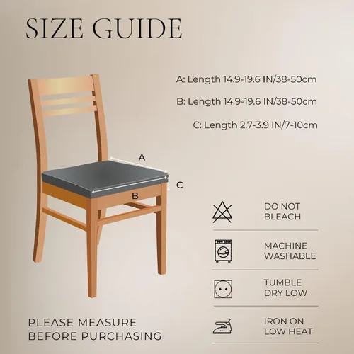 Miniatura 4 de SearchI Juego de 6 fundas de asiento elásticas para sillas de comedor, fundas de asiento suaves, extraíbles y lavables para sillas de comedor, Beige