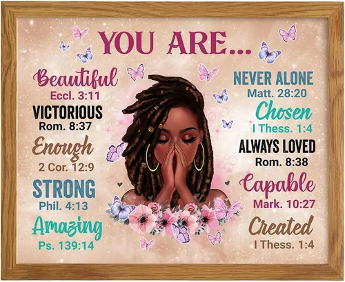 Arte de Pared Afroamericano ENMARCADO - Regalos Cristianos para Mujeres, Mujeres Afroamericanas - Arte Negro de Inspiración - Escritura Espiritual