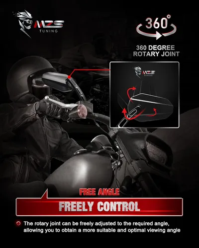 Miniatura 5 de MZS Espejos de Motocicleta Negros, M8 Espejo Retrovisor de Motocicleta Accesorios Laterales Varilla Hueca Flecha Compatible con Sportster Road King