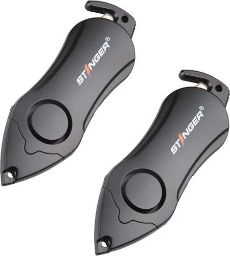 Miniatura 10 de Stinger Llavero de alarma personal, herramienta de emergencia, sirena de alarma de pánico de seguridad, cortador de cinturón de seguridad, rompe