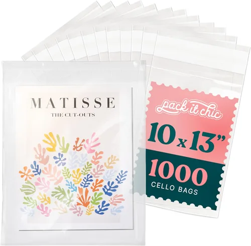 Pack It Chic - Bolsas de celofán resellables transparentes de 10 x 13 pulgadas (paquete de 1000) - Se adapta a impresiones, fotos, documentos de 10