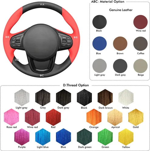 Miniatura 9 de MEWANT Funda cosida a mano para volante de automóvil para Toyota GR Supra 2020-2024, accesorios para volante para Toyota GR Supra 2020-2024