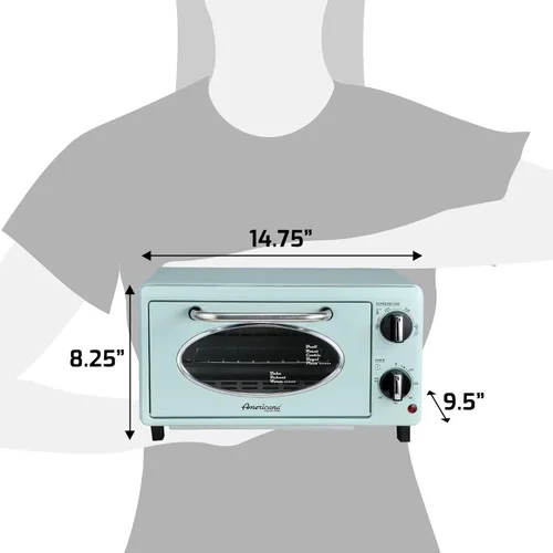 Miniatura 7 de Elite Gourmet de Maximatic Americana Collection ETO147M - Horno tostador retro de los años 50 para encimera estilo diner, para hornear y tostar, se