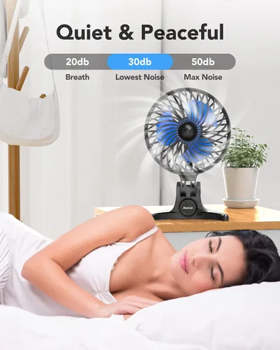Miniatura 3 de AaoLin Ventilador de escritorio USB, ventiladores pequeños con velocidades variables CVT, flujo de aire de enfriamiento fuerte, portátil silencioso