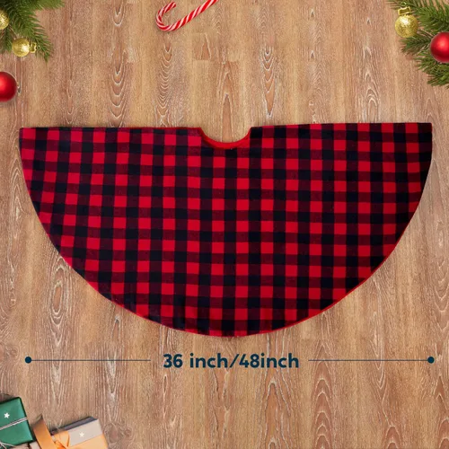 Miniatura 2 de Joiedomi - Falda de árbol de Navidad de 36" a cuadros de búfalo, color rojo y negro, alfombrilla decorativa para fiestas de Navidad, víspera de Año