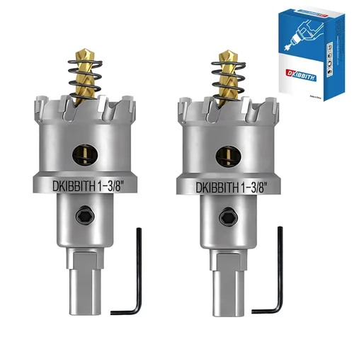 Miniatura 48 de TCT Juego de sierra perforadora, 2 paquetes de cortadores de agujeros con punta de carburo de tungsteno de 1-3/4" (45mm) resistentes para acero