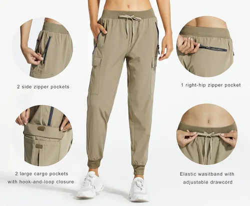Miniatura 2 de Libin - Pantalones deportivos tipo cargo para mujer, ligeros, de secado rápido, para senderismo, entrenamiento, descanso, uso casual, exteriores